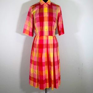 Vintage 1960s Neiman Marcus Plaid  pleated dress